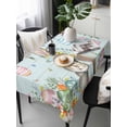 thumbnail image 2 of Turquoise Easter Bunny Rectangle Tablecloth, Spring Easter Eggs Floral Wooden Waterproof & StainResistant Tablecloth, Washable Oil-proof Table Cover for Dining/Party/Wedding/Camping/Buffet 60x120 In, 2 of 9
