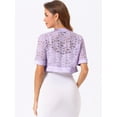 thumbnail image 3 of DARING DIVA Women's Lace Shrug Bolero Satin Panel Crop Cardigans XL Light Purple, 3 of 6