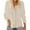 Beige, variant on Women Trendy Blouses Casual Loose Henley Tops Pullover Hollow-Out Button Long Sleeve Shirts Solid Color Pleates Top