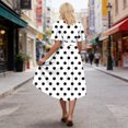 thumbnail image 4 of Uootdi Polka Dot Dresses for Women V Neck Tie Waist Short Sleeve Casual Flowy Midi Dresses Lightweight Elegant Gift, 4 of 7