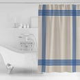 thumbnail image 3 of Shower Curtain, Classic Blue Striped Waterproof Shower Curtain Set with Hooks for Bathroom Showers,Stalls and Bathtubs,72x72In Retro Line on Linen, 3 of 9
