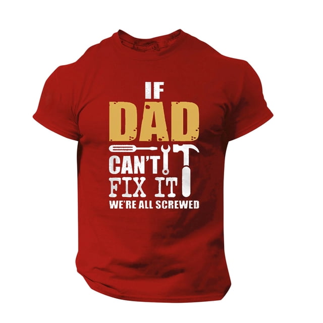 LUOGENLI T-shirts pour Homme pour Hommes Homme Printemps et Été Fête des Pères Décontracté Rétro Lettrage Impression Partielle T-Shirt Col Rond Manche Courte Haut T-shirts pour Hommes T-shirts Graphiques Vintage Pâques Rouge TTG