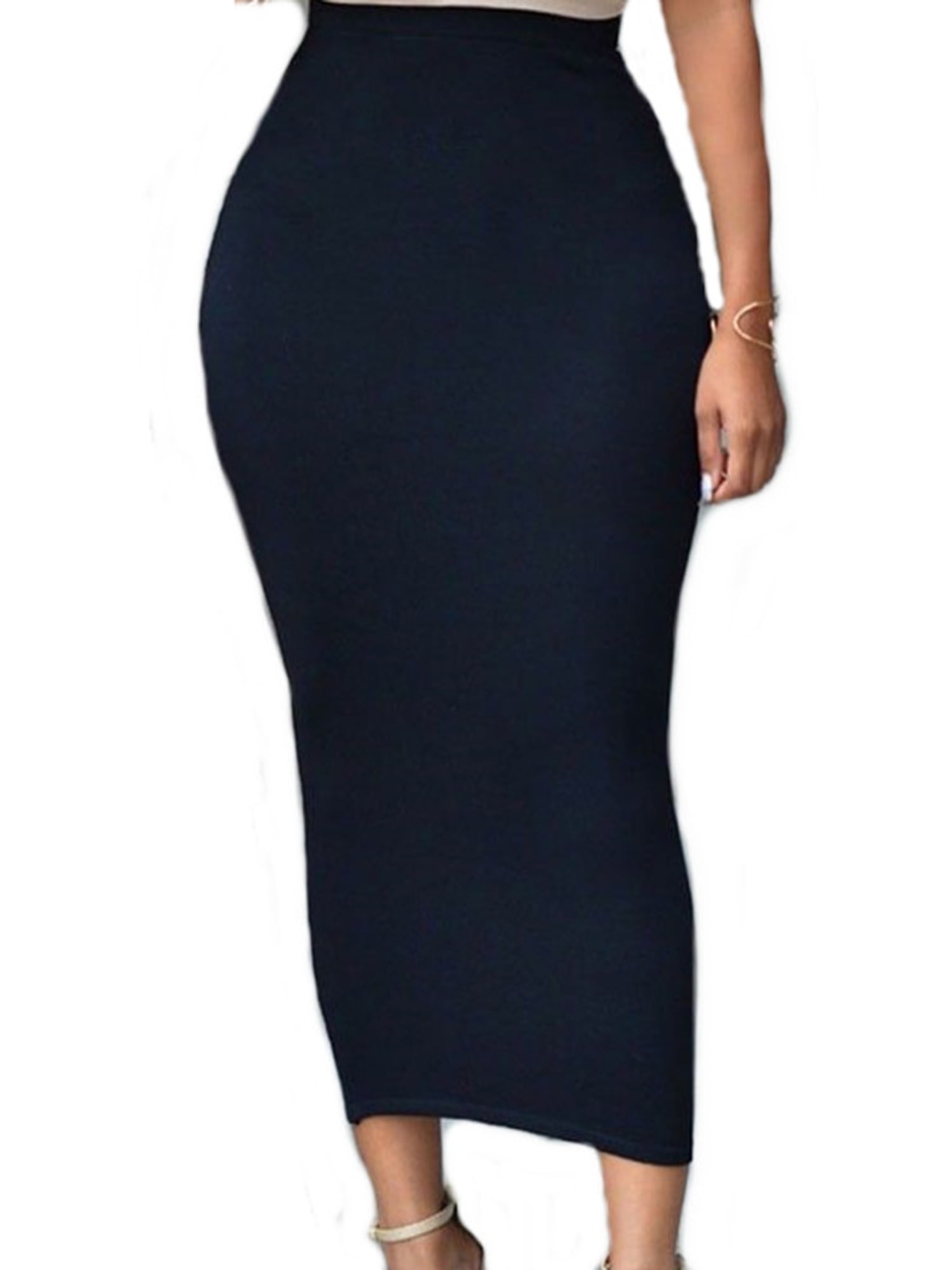 Women High Wasit Pencil Straight Bodycon Midi Skirt Plus Size - Walmart.com