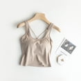 thumbnail image 2 of Sleeveless Tank Tops for Women Crisscross Beauty Back Built In Bras Solid Color Teen Girls Going Out Streetwear Tops, 2 of 4