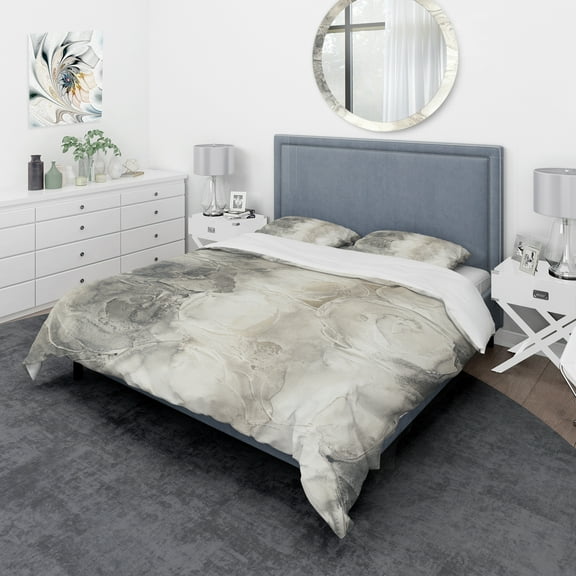 Designart 'Gray Circles I' Geometric Duvet Cover Set