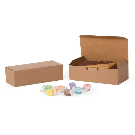 GoGoPak MADE IN USA-50 Boxes - Fillable (empty) 1 lb. Kraft Candy & Fudge Boxes - 7" x 3-3/8" x 2"- Food Safe