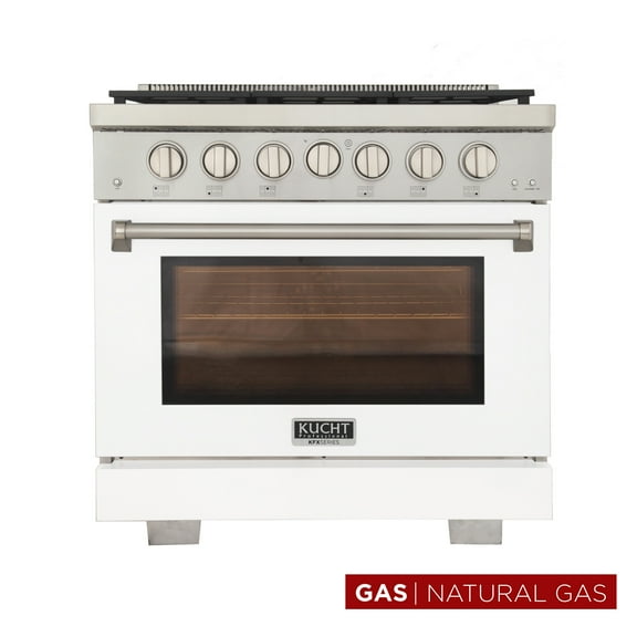 Professional 36-in Natural Gas Range in White with True Simmer Burners
