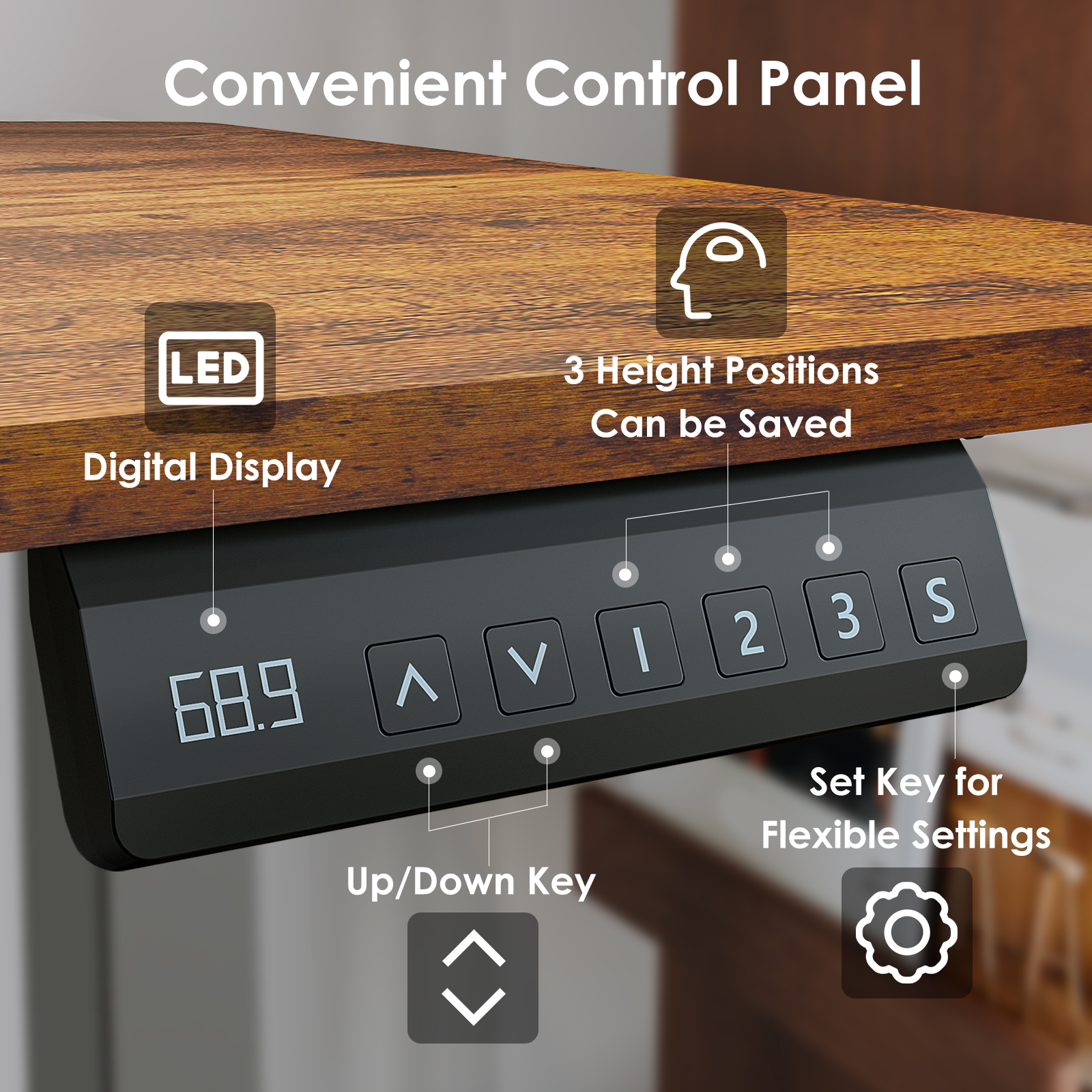 Erinnyees 48" x 24" Electric Standing Desk with 2 Drawers & Storage Shelf, Adjustable Height Sit Stand Computer Desk for Home Office