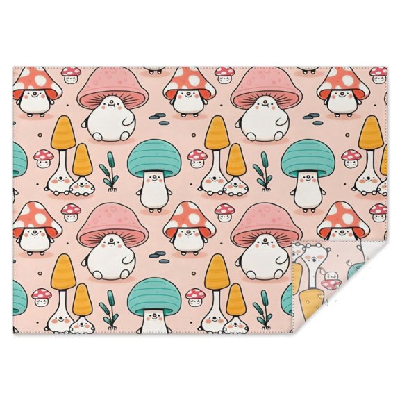 Pink Mushroom Cartoon Light Pattern Rectangle Tablecloth 60"x84",Waterproof Polyester Rectangle Table Cloth, Wipeable Spillproof Polyester Tablecloth for Dining, Camping, Indoor and Outdoor
