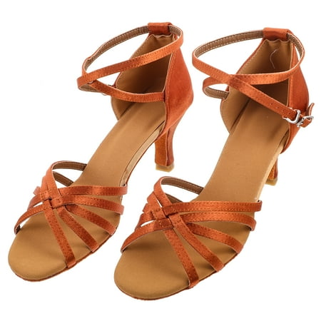 PeggyDoll 1 Pair of High-heeled Shoes Knotted Strap High Heels Latin Dancing Shoes for Lady - Size 40 (Golden)