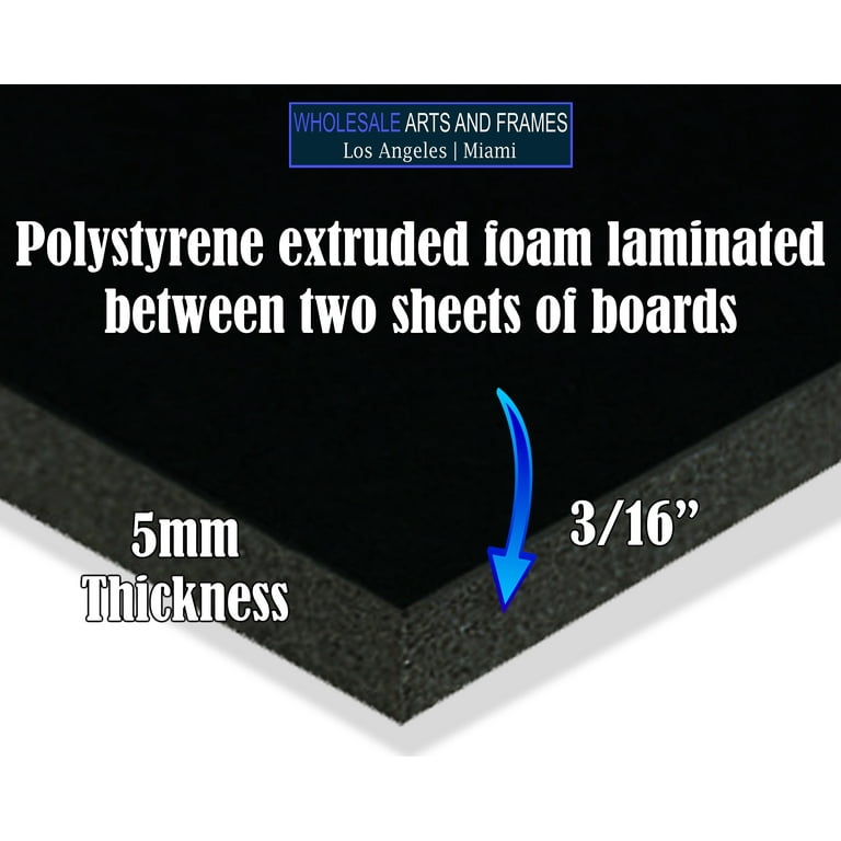3/16 Black 1 Side Self Adhesive Foam Core Boards :36x48