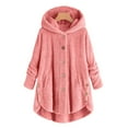thumbnail image 2 of Aayomet Plus Size Winter Coats for Women 2023 Warm Sherpa Lined Distressed Jackets Hooded Parka Suede Pea Coat Outerwear (Pink, L), 2 of 4