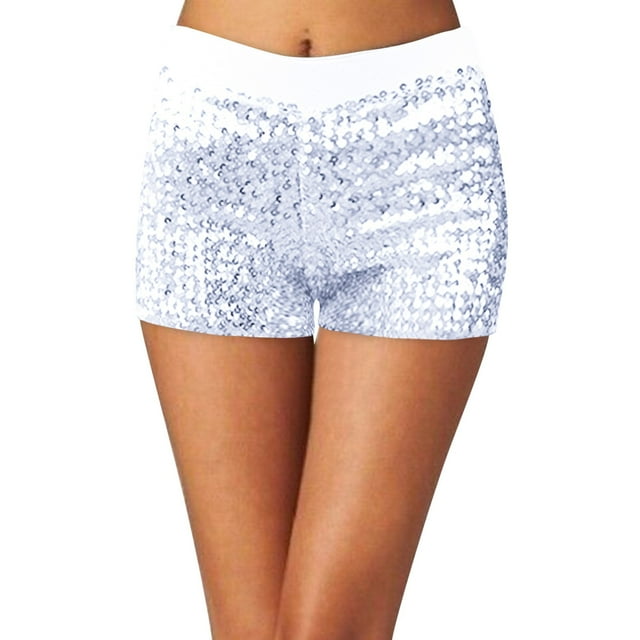 Shorts à Sequins pour Femmes Polyester Spandex Brillant pour Décontracté et Fête