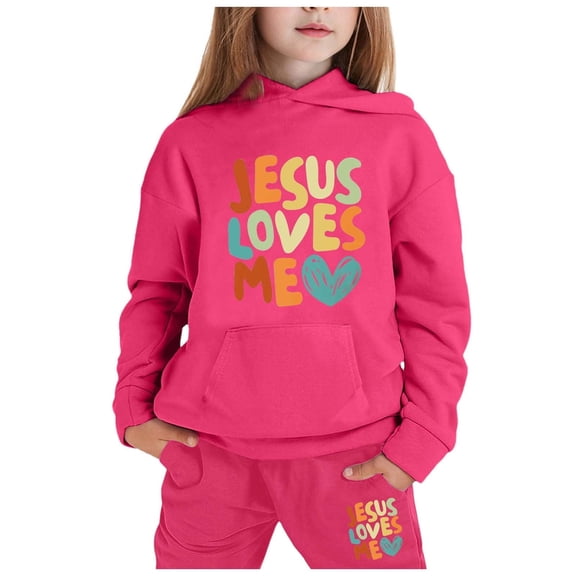 Tween Girls Boys Sweatsuit Set 2PC Long Sleeve Hot Pink Pullover Hoodie Sweatshirt Sweatpants Joggers Set Fall Winter Clothes Boys 10-11 Years Clothes