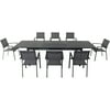 Hanover Dawson 9-Piece Dining Set with 8 Sling Chairs and an Expandable 40" x 118" Table