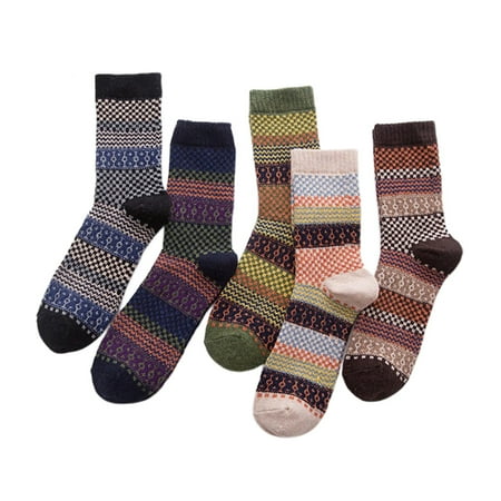 

SIEYIO 5 Ps Mens Wool Cashmere Socks Warm Winter Thick Business Male Vintage Comfortable Casual Dress Sock