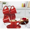 thumbnail image 7 of Bene Casa 9-Piece Red Espresso Demitasse Cup and Saucer Set with Stand, 7 of 7