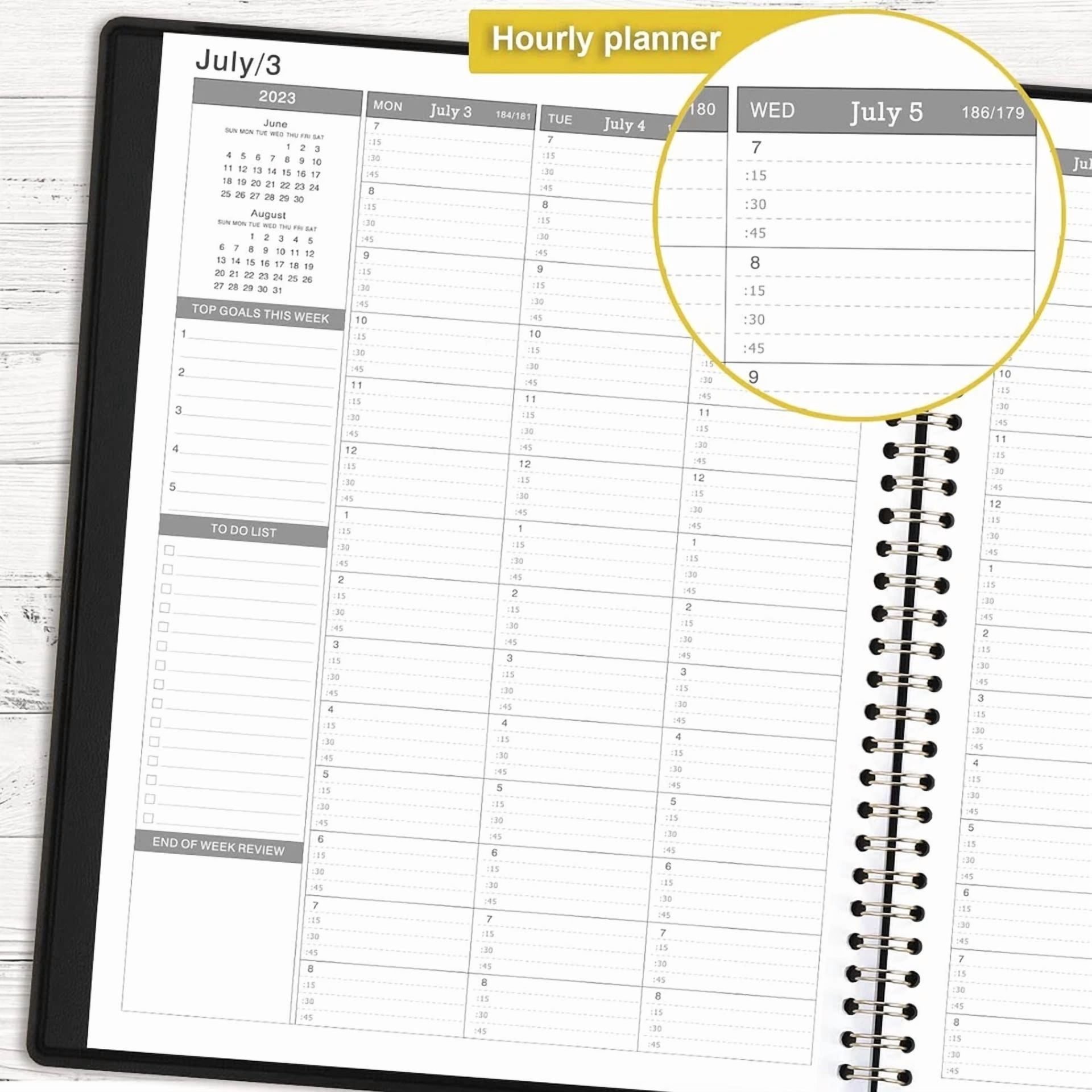 Large Black 2025 2026 Weekly Appointment Planner Hourly Book With Goals
