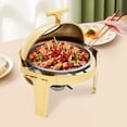 thumbnail image 5 of 6.34Qt Round Chafing Dish Buffet, Gold, Stainless Steel Buffet Warmers Set for Wedding, 5 of 22