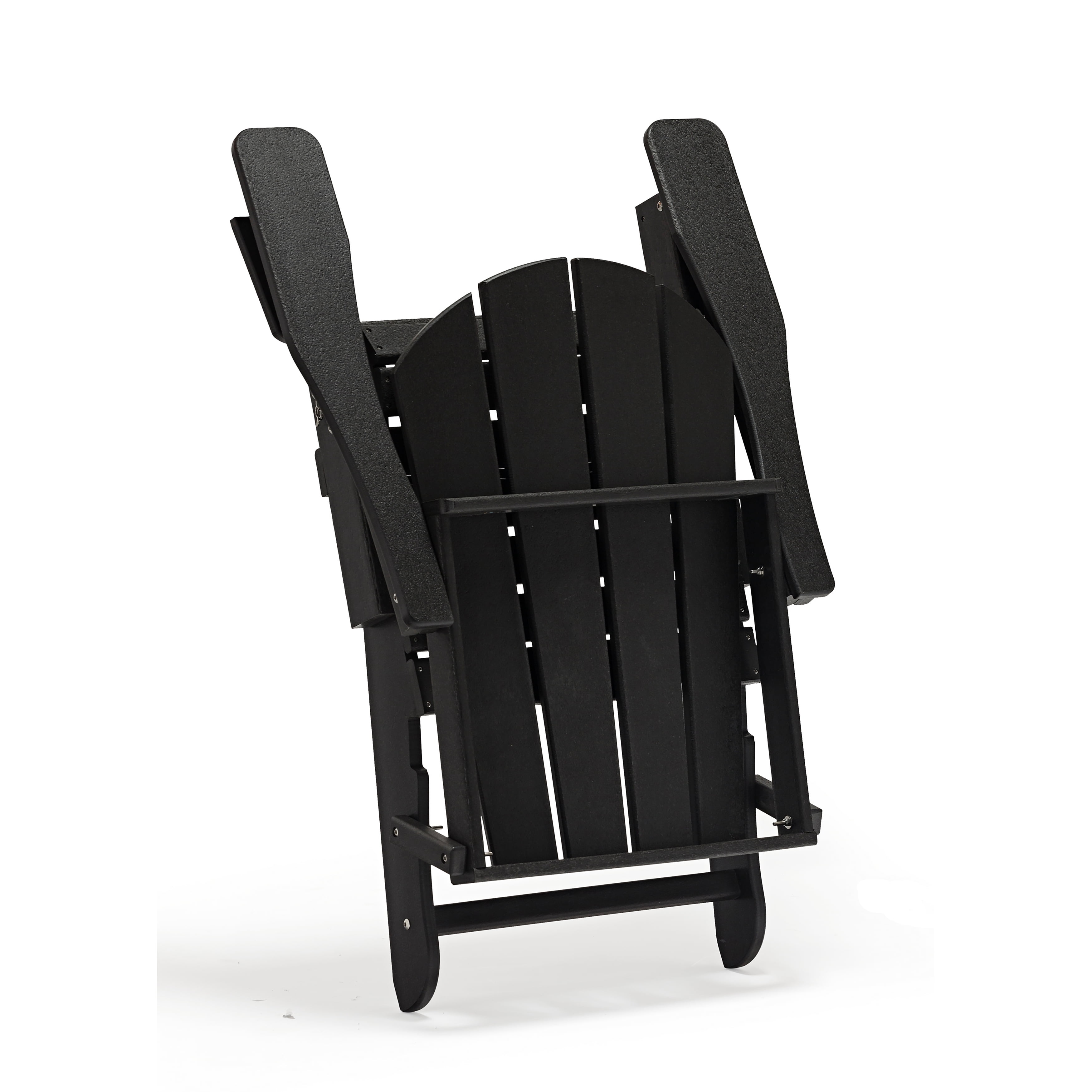 Polytrends  Laguna Fade Resistant All Weather Outdoor Patio Folding Adirondack Chair Black Poly Synthetic Fiber,Plastic