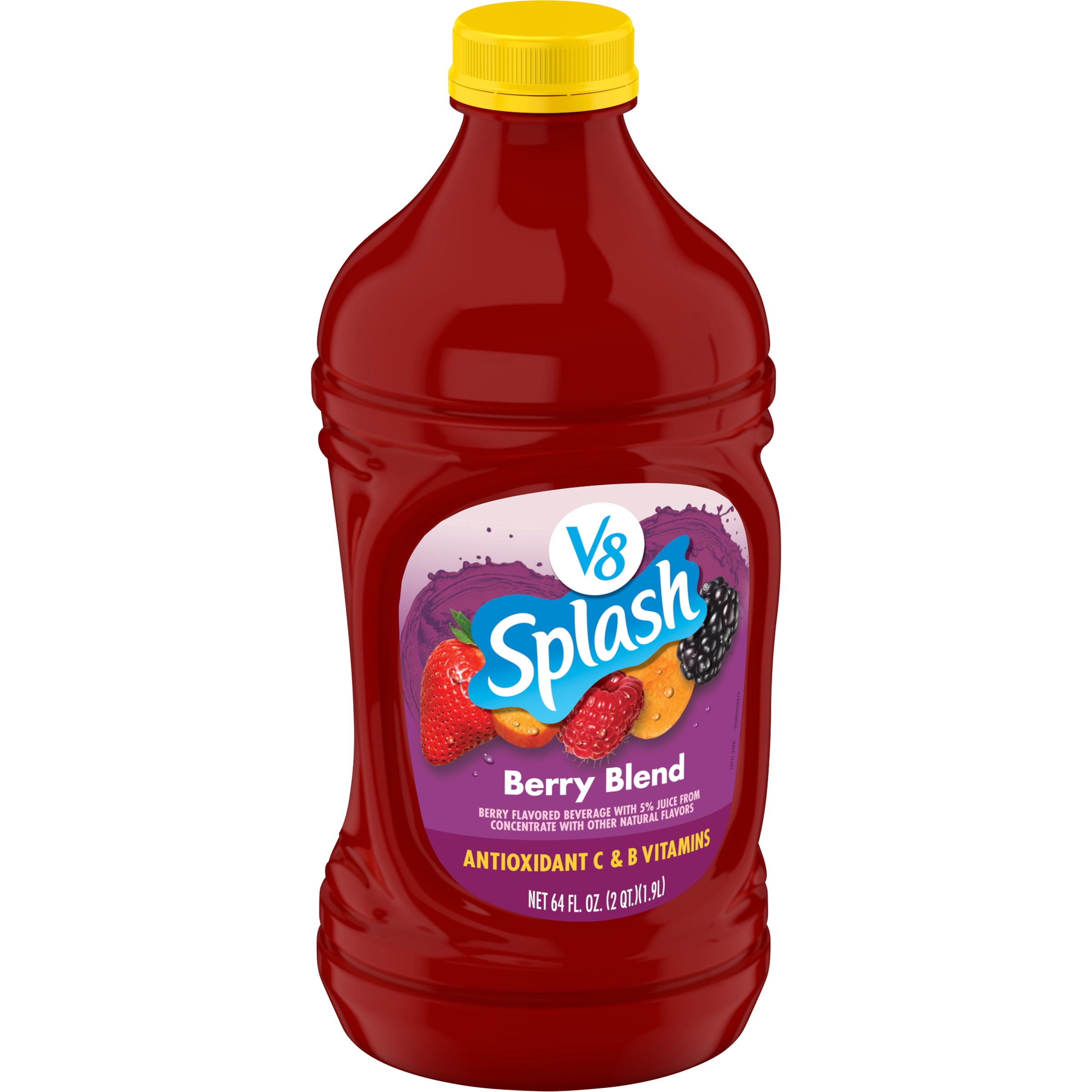(4 pack) V8 Splash Berry Blend Flavored Beverage, 64 fl oz Bottle