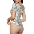 thumbnail image 3 of Fotbe Lovely Bear Women's Crew Neck Short Sleeves Bodysuit Tops Round Neck Slim Sleeveless Soft Comfortable Basic-XX-Large, 3 of 9