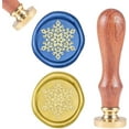 thumbnail image 2 of 1PC Brass Sealing Wax Seal Stamp Removable Wood Handle Snowflake pattern 25mm, 2 of 7