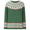 thumbnail image 3 of Fartey Chandail Fair Isle pour Femmes Chandail Tricoté Vintage Chandail Décontracté Ample à Manches Longues Col Ras du Cou Chandail à Enfiler Hauts Automne Hiver Chaud Jumper Chandails Vert Armée P-2TG, 3 of 5