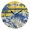 Black, variant on Retro Wave Stripes Trees Flowers Tropical Round Wall Clock Silent Analog Battery Operated Black Pointer Home Decor 9.84" Diameter