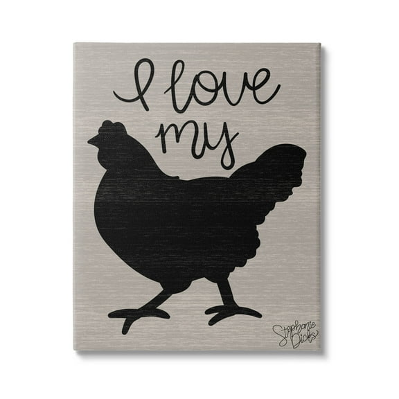 Stupell Love My Chicken Farmhouse Sign Animals & Insects Painting Gallery Wrapped Canvas Print Wall Art