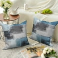 thumbnail image 4 of Blue and Grey Abstract Throw Pillow Covers 18x18 Set of 2,Modern Linen Pillow Cases for Bedroom Sofa Couch, 4 of 6