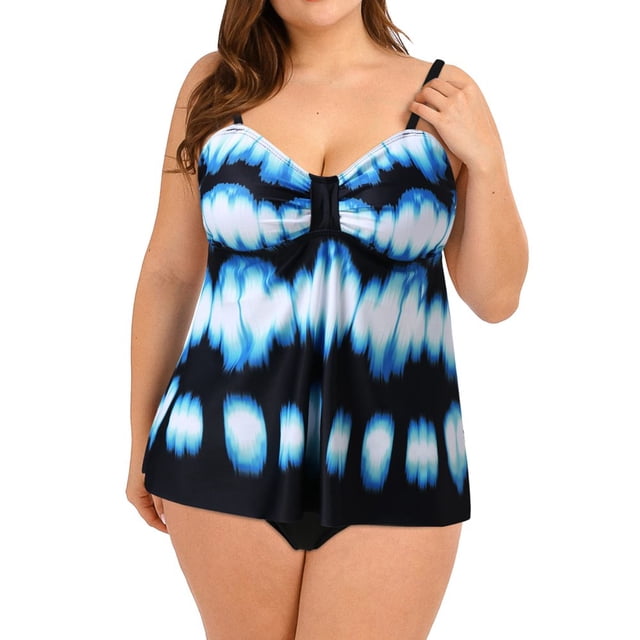 Tankini Tops For Women Swimwear Top Only Bathing Suits Plus Size Swimsuit Two Piece Ruffled Tankini Tummy Control