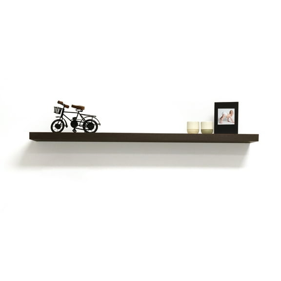 InPlace Shelving, 47.4Wx8Dx1.50H, Wood Floating Display Shelf Wall-Mounted, Pecan