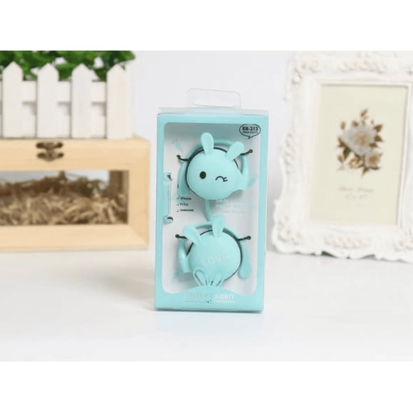 Cartoon Earphones 3D Animal Rabbit Earbuds,Cute Headphones Hands-Free Ear -Hook Style with Mic & Wired 3.5mm for Apple Samsung HTC Android Smartphones Tablets Headsets