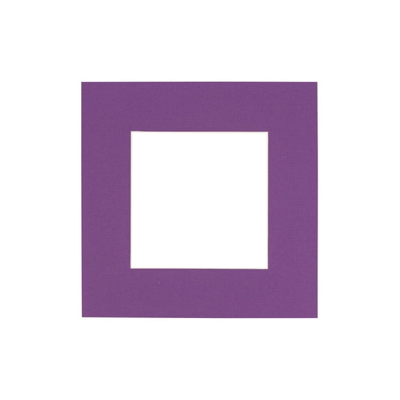 Dark Purple Acid Free 16x16 Picture Frame Mats with White Core Bevel Cut for 8x8 Pictures - Fits