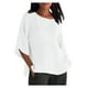 thumbnail image 1 of Tops de Mujer Elegantes Blusas Casuales Camisas de Moda Mangas Recortadas Cuello Redondo Línea de Algodón Camisa Suelta Blusa Odeerbi  ODB154961, 1 of 7