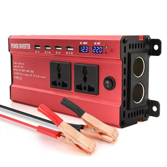 2000W 1200W Screen Display Inverter 12V to 220 Transformer 3 Socket 4 USB Car Converter Inversor Auto Adapter ,Powerful Output