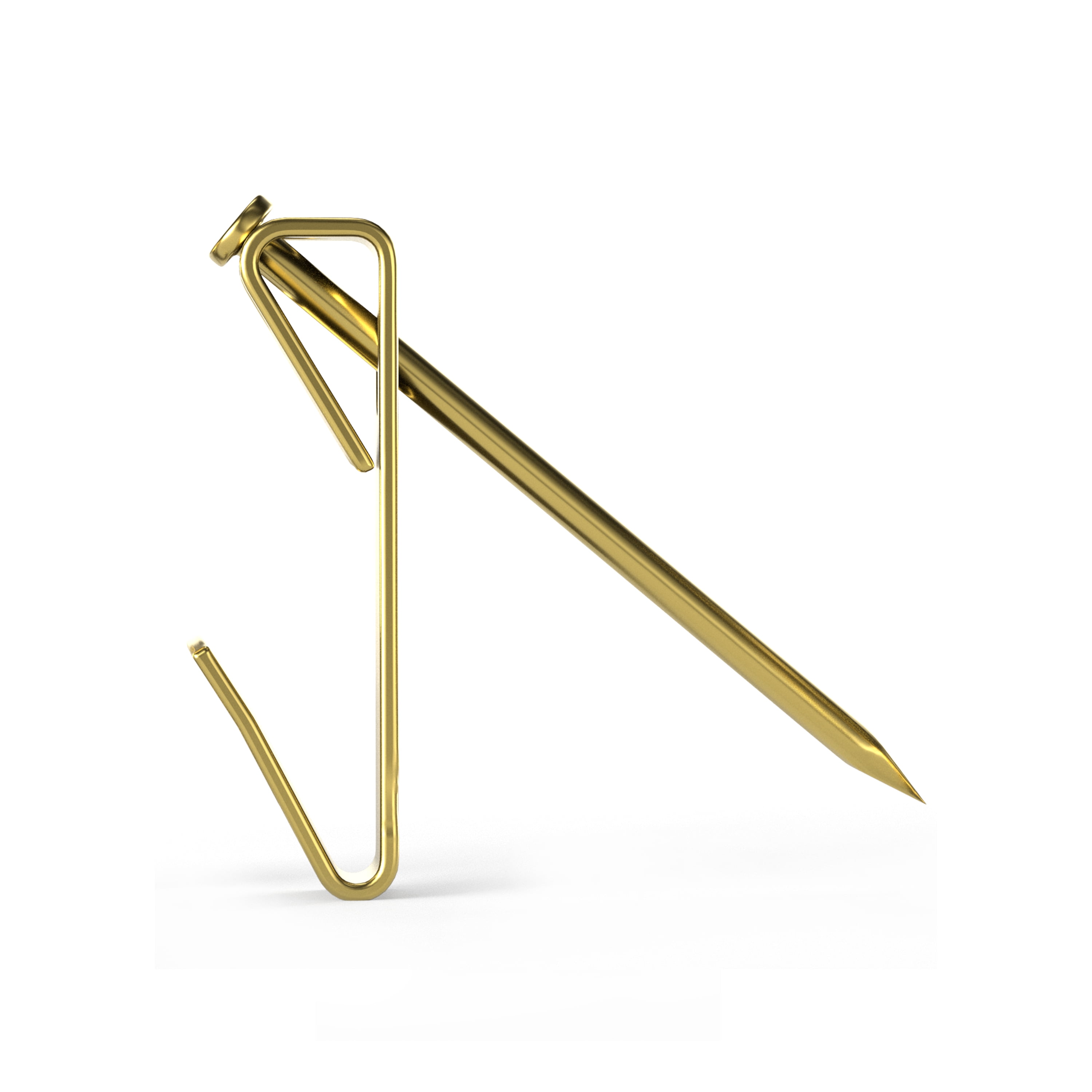 (4 pack) Ook Picture Hangers, 100 lbs, for Drywall and Wood, Steel, Brass Finish, Gold, 2 pack