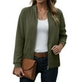 thumbnail image 2 of larppty Womens Long Sleeve Zip Up Jacket Outfits Crewneck Casual Bomber Coat Lightweight Sweatshirts Fashion Y2k Clothes (AG, M), 2 of 8