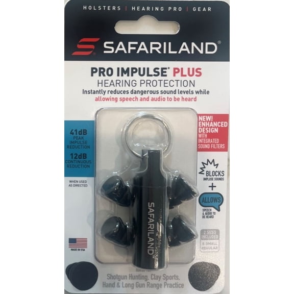Safariland In-ear Impulse Plus Hearing Protection Provides 41.7db Peak Impulse Reduction.