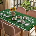thumbnail image 3 of St. Patrick's Day Table Cloths for 5 Foot Rectangle Tables, Lucky Shamrock Gnomes Gold Coin Spring Green Patio Waterproof Elastic Fitted Tablecloths, Washable Rectangular Table Cover for Camping, 3 of 8