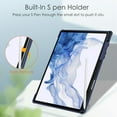 thumbnail image 7 of ELEHOLD Trifold Case for Samsung Galaxy Tab S8/Tab S7 11" 2022/2020 - Auto Wake Sleep Function Kickstand Built-in S Pen Holder Acrylic Clear Back Shockproof Cover for Samsung Tab S8/S7,Darkblue, 7 of 7