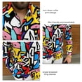 thumbnail image 3 of Camisa estampada de manga larga para hombre, chaqueta informal, solapa, camisa con botones de un solo pecho para traje de otoño, 3 of 4