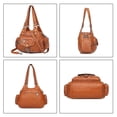 thumbnail image 6 of Stylago Purses and Handbags Women Fashion Leather Tote Shoulder Bag Top Handle Satchel Multiple Zipper Handbag for Ladies Travel Brown, 6 of 7
