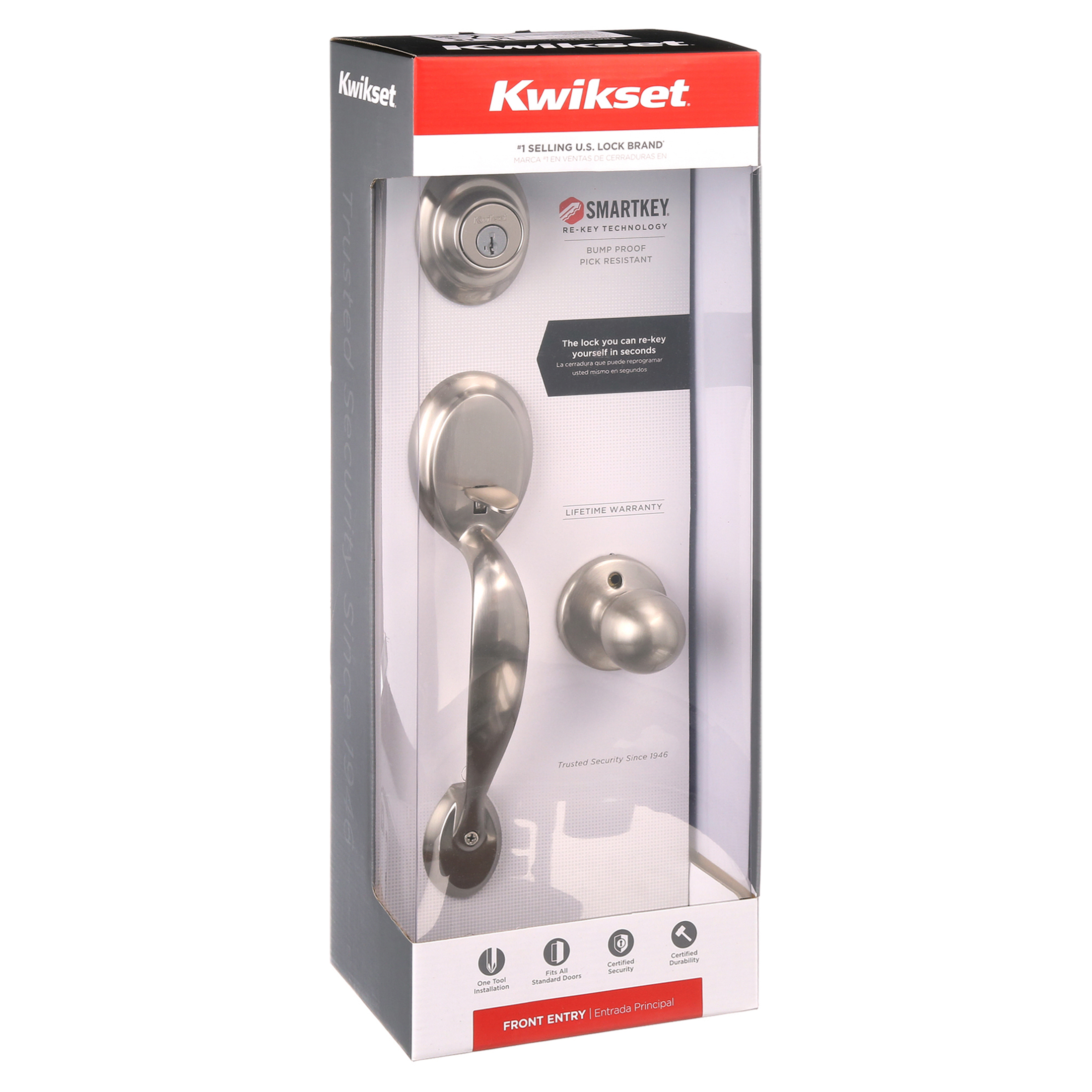 Dakota Single Cylinder Handleset w/Polo Knob featuring SmartKey® in Satin  Nickel