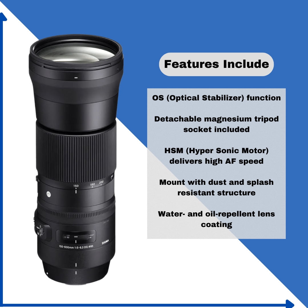 Sigma 150-600mm f/5-6.3 DG OS HSM Contemporary Lens (Nikon) with 