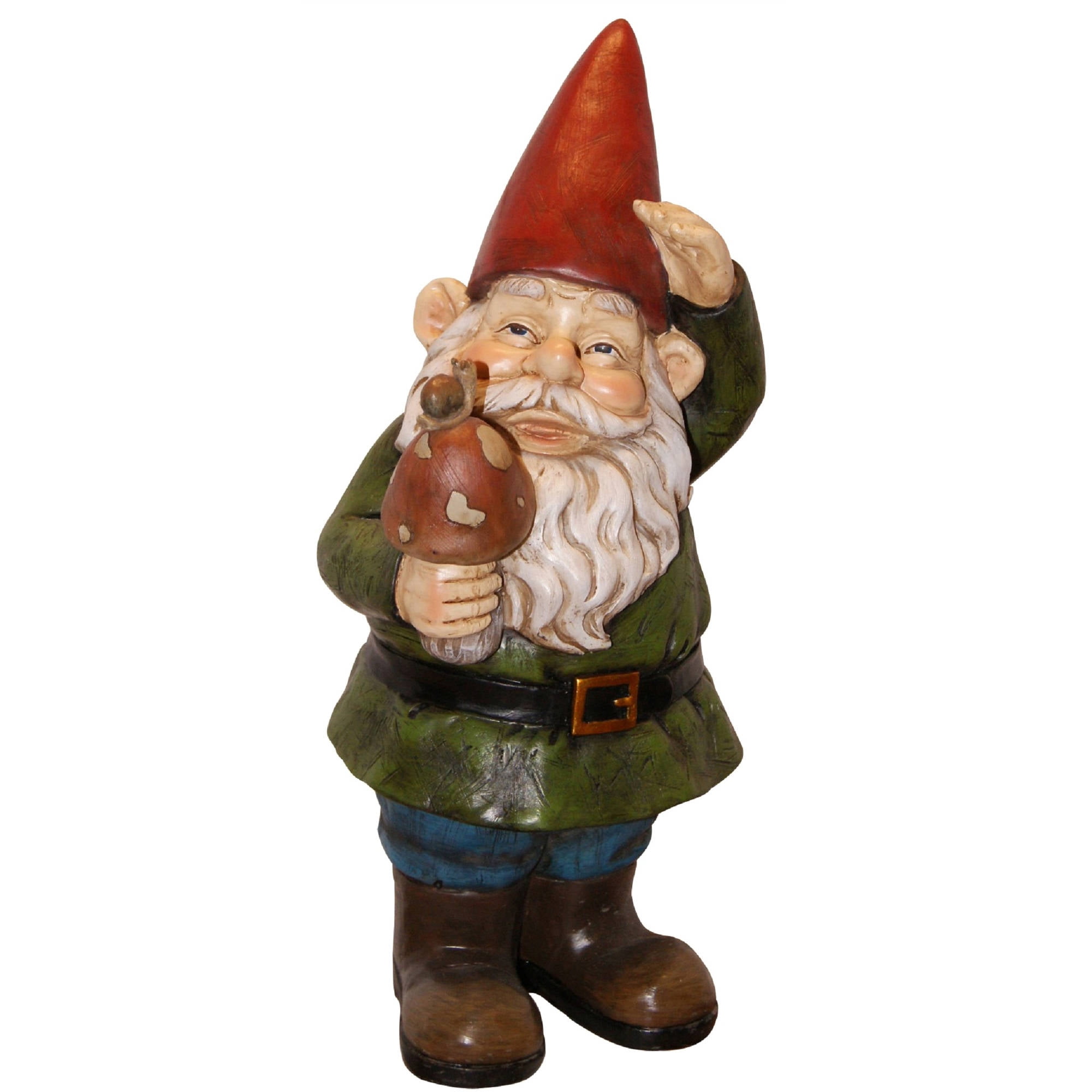 12 Inch Gnome With Mushroom Statuary by Benzara