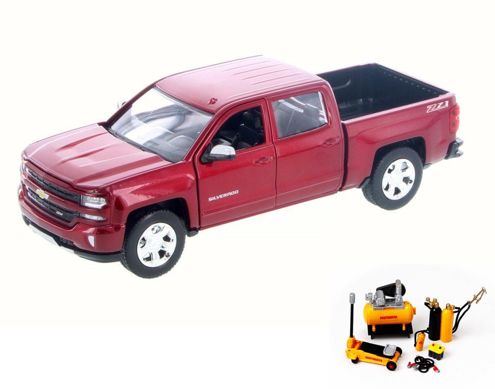 Diecast Car & Mechanic Set Package 2017 Chevy Silverado 1500 LT Z71
