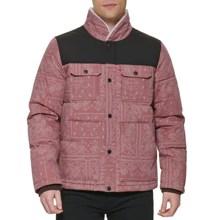 Levi's Men's Quilted Mixed Media Shirttail Work Wear Puffer Jacket, Red  Bandana Print, X-Small | Walmart Canada