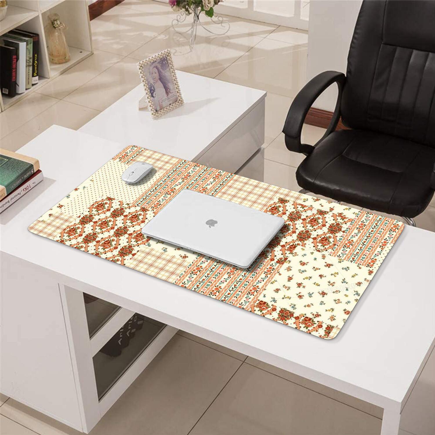 Long Mouse Pads for Desk,Pioneer Flower Floral Print Pattern Desk Mats on Top Of Desks, Desk Mouse Pad Extra Large with 3mm Non-Slip Base and Stitched Edge for Gaming,Office,Work,Home 31.5"x15.7"